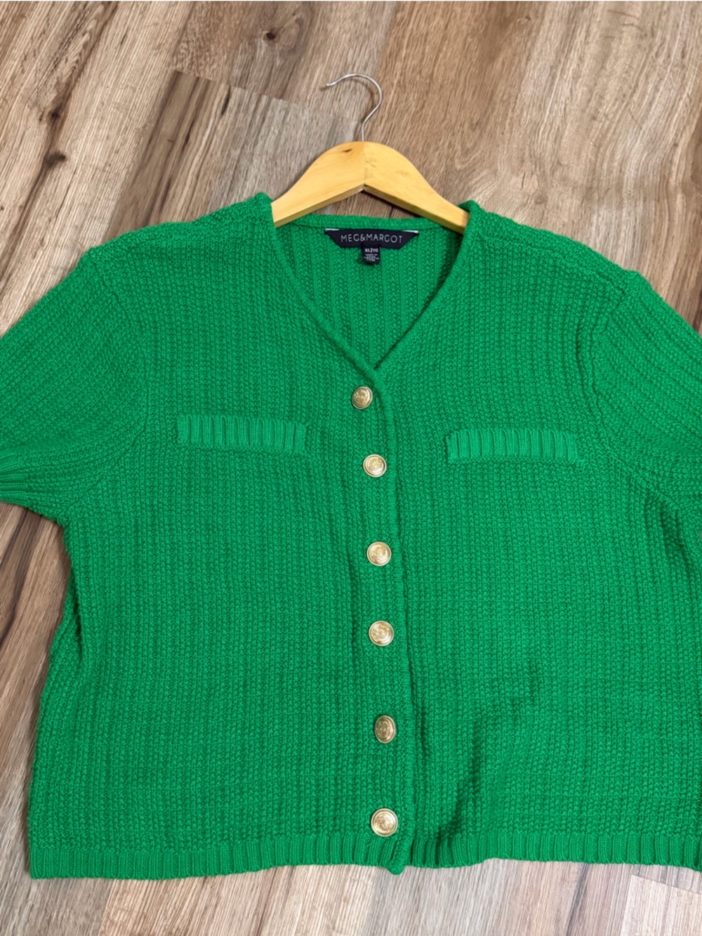 Mec & Magot Emerald Green Short-Sleeve Button Cardigan